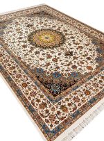 فرش اصفهان طرح پایدار غیر برجسته 1200 شانه کد 20166 رنگ کرم - فرشخونه