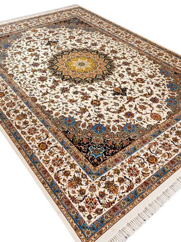 فرش اصفهان طرح پایدار غیر برجسته 1200 شانه کد 20166 رنگ کرم - فرشخونه