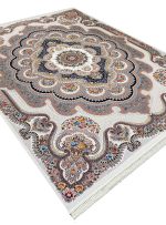 فرش ماشینی 1200 شانه طرح باغ ملک کد 2481 کرم