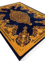 فرش فرانسوی طرح آنجل 1700 شانه رنگ آبی کاربنی تراکم 5100 کد Q104