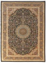 فرش طرح جیران 1700 شانه تراکم 5100 کد Q122 سرمه ای