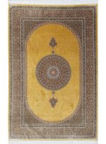 فرش ماشینی طرح معصومی 1700 شانه تراکم 5100 کد Q152 طلایی