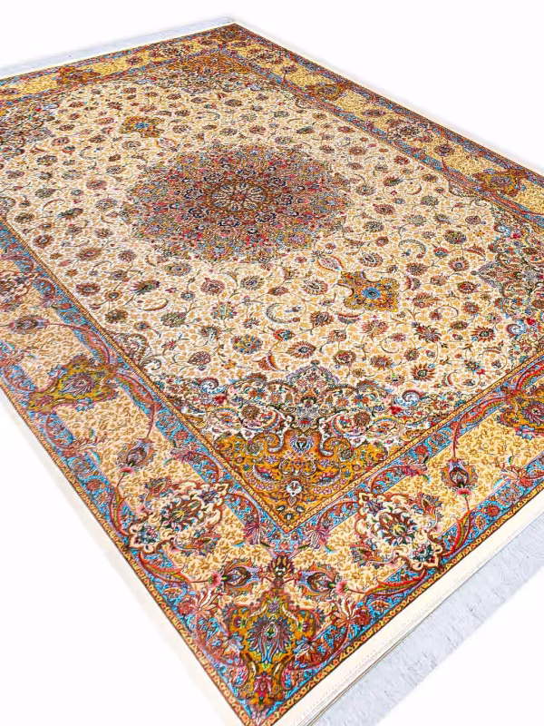 فرش طرح نسیم 1700 شانه تراکم 5100 رنگ کرم کد Q157