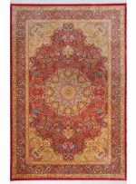 فرش ماشینی طرح گلگون 1700 شانه تراکم 5100 کد Q191 لاکی