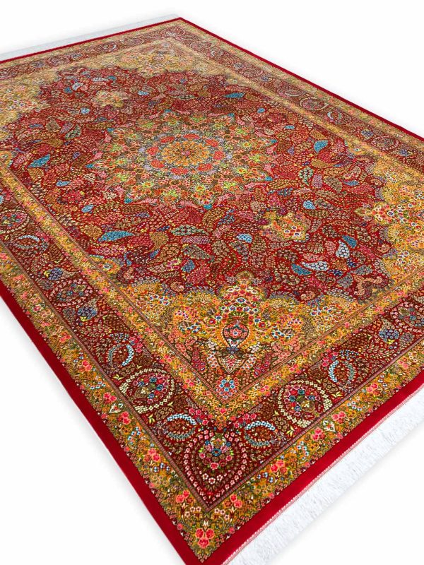 فرش ماشینی طرح گلگون 1700 شانه تراکم 5100 کد Q191 لاکی