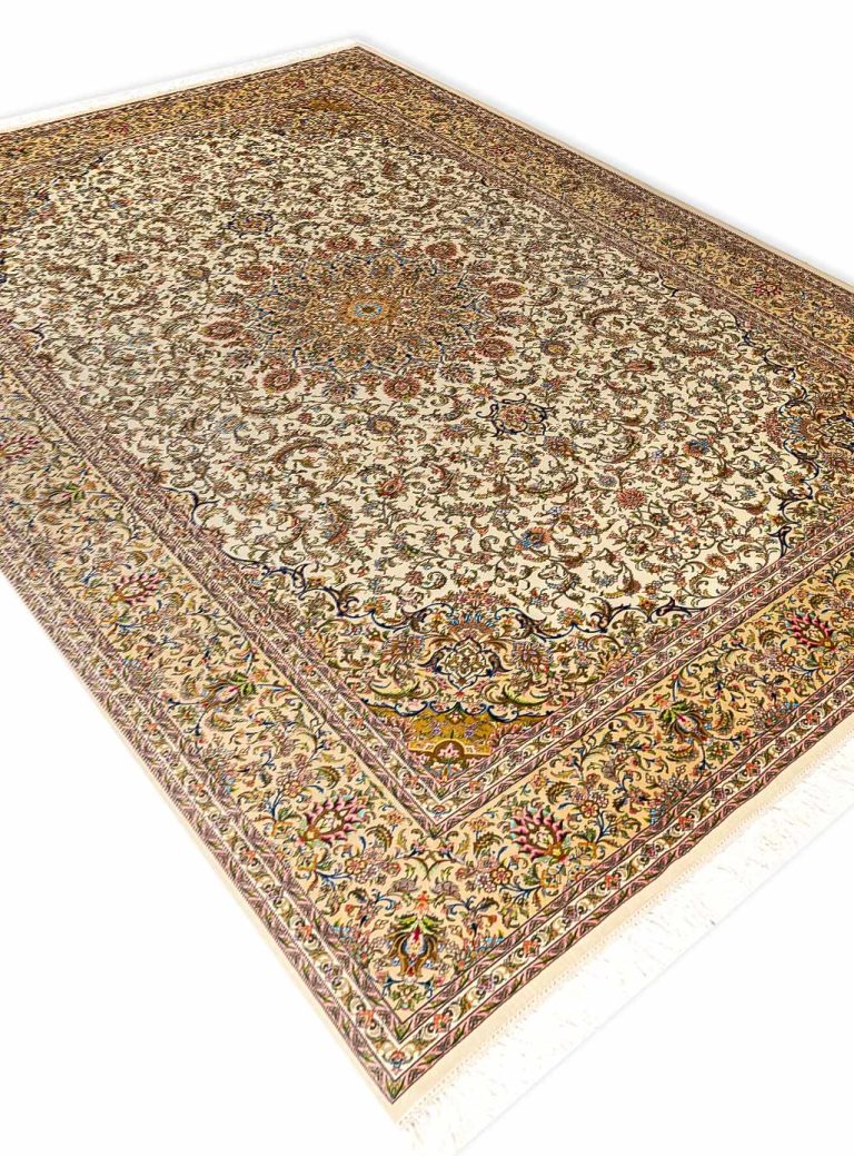 فرش طرح ماندگار 1700 شانه رنگ کرم تراکم 5100 کد Q201