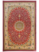 فرش ماشینی طرح فروغ 1700 شانه تراکم 5100 کد Q227 لاکی