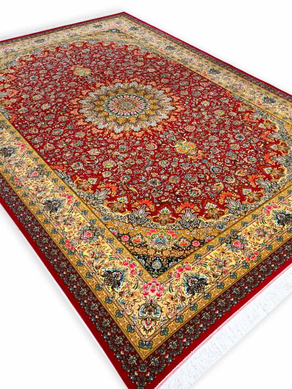 فرش ماشینی طرح فروغ 1700 شانه تراکم 5100 کد Q227 لاکی