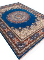 فرش طرح داوودی 1700 شانه تراکم 5100 کد Q250 رنگ آبی