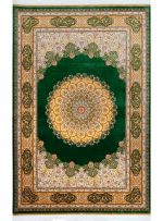 فرش طرح داوودی 1700 شانه تراکم 5100 کد Q250 رنگ سبز تیره