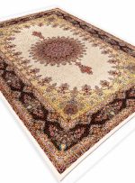 فرش طرح گلریز 1700 شانه تراکم 5100 رنگ کرم کد Q516