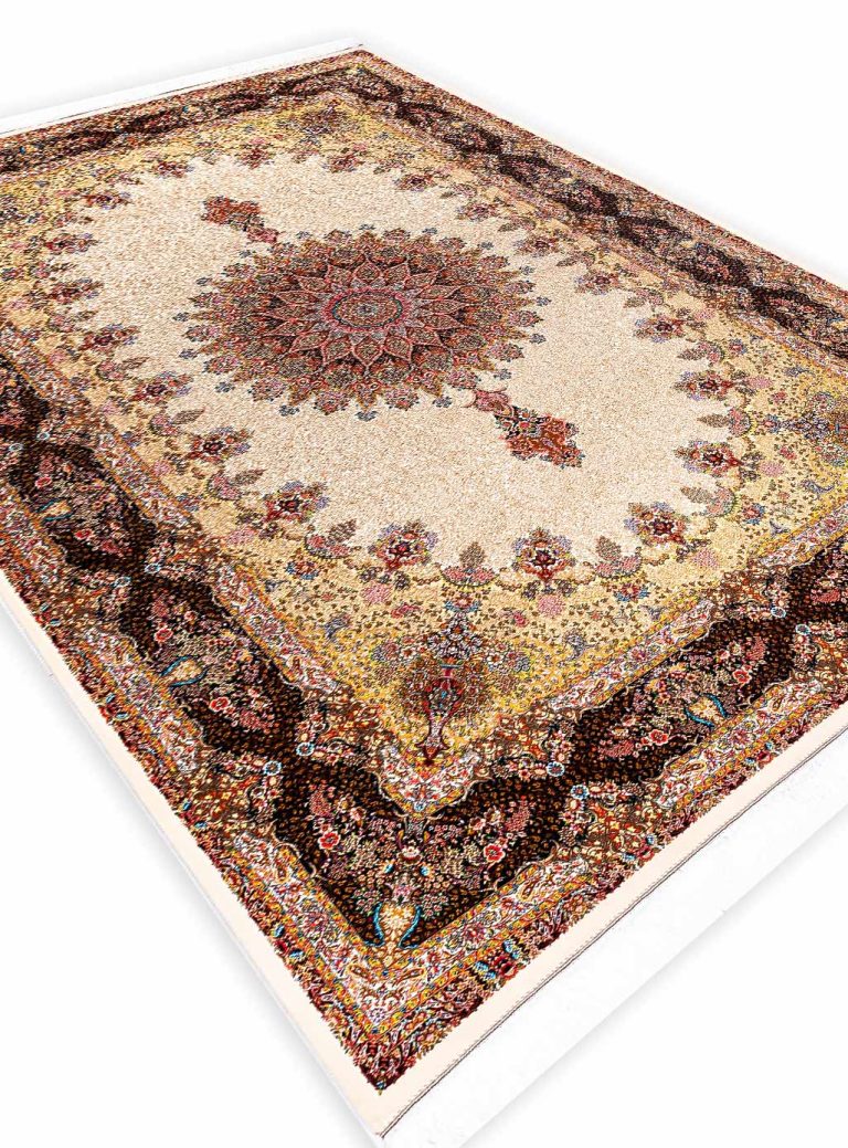 فرش طرح گلریز 1700 شانه تراکم 5100 رنگ کرم کد Q516