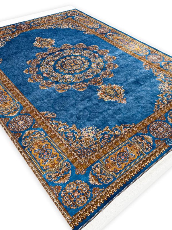 فرش طرح درسا 1700 شانه رنگ آبی پررنگ تراکم 5100 کد v126