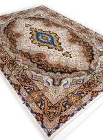 فرش طرح فراز 1700 شانه رنگ کرم تراکم 5100 کد v142