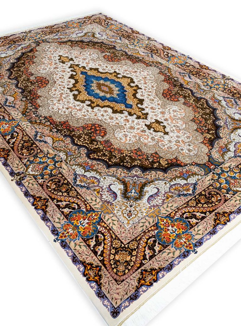 فرش طرح فراز 1700 شانه رنگ کرم تراکم 5100 کد v142