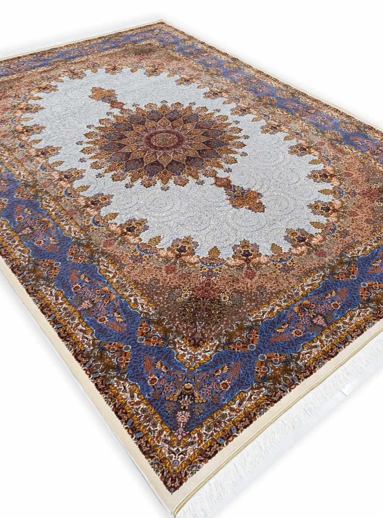 فرش ماشینی طرح گلریز 1700 شانه تراکم 5100 کد v516 کرم