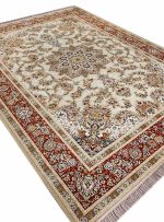 فرش جواهر کرم حاشیه گلبهی 1200 شانه کد: 20450