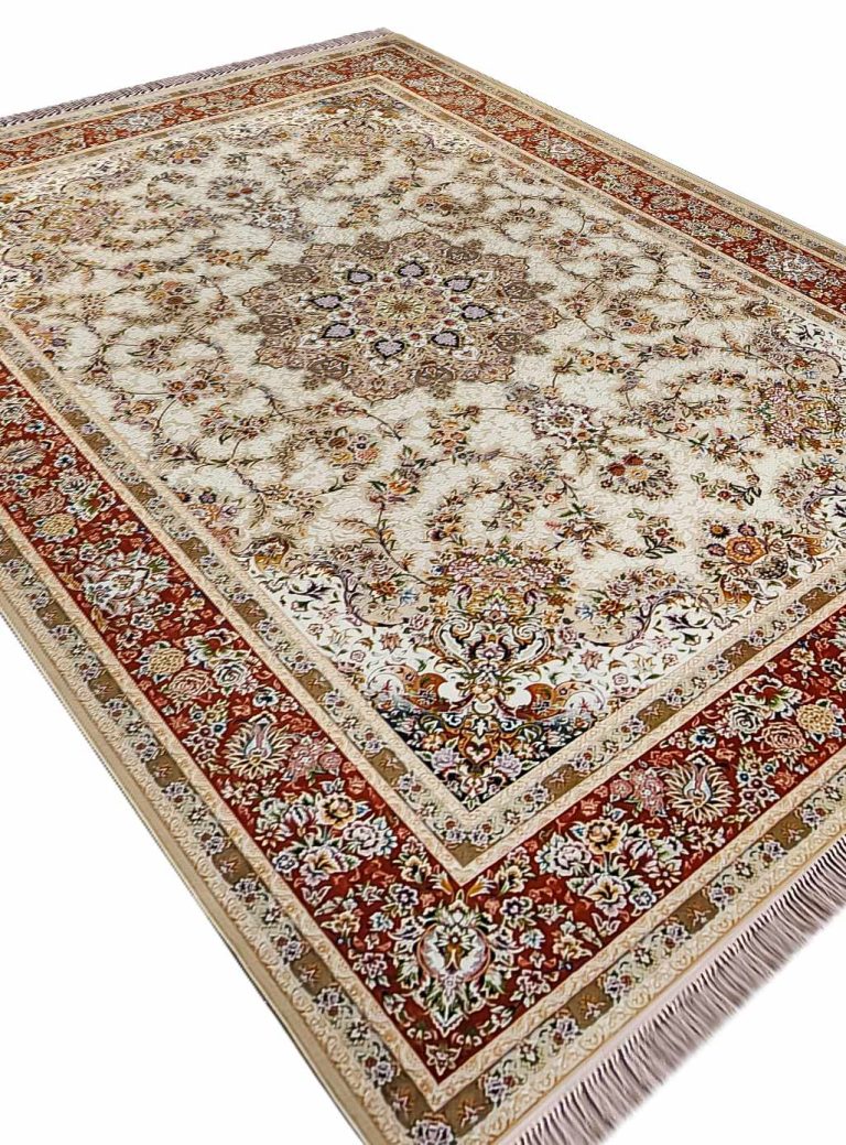 فرش جواهر کرم حاشیه گلبهی 1200 شانه کد: 20450