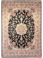 فرش طرح جواهر 1200 شانه کد 210451 سرمه ای