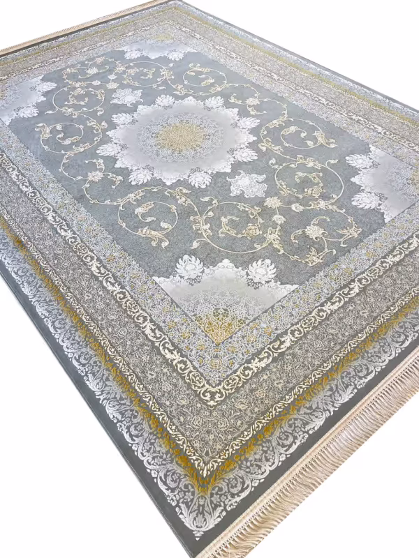 فرش طرح خورشید طلاکوب گل برجسته 1200 شانه کد 2101041