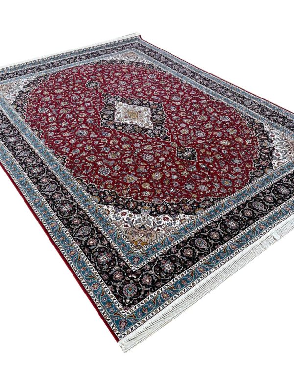 فرش طرح فرش کاشان 1200 شانه غیر برجسته کد 1712 رنگ لاکی