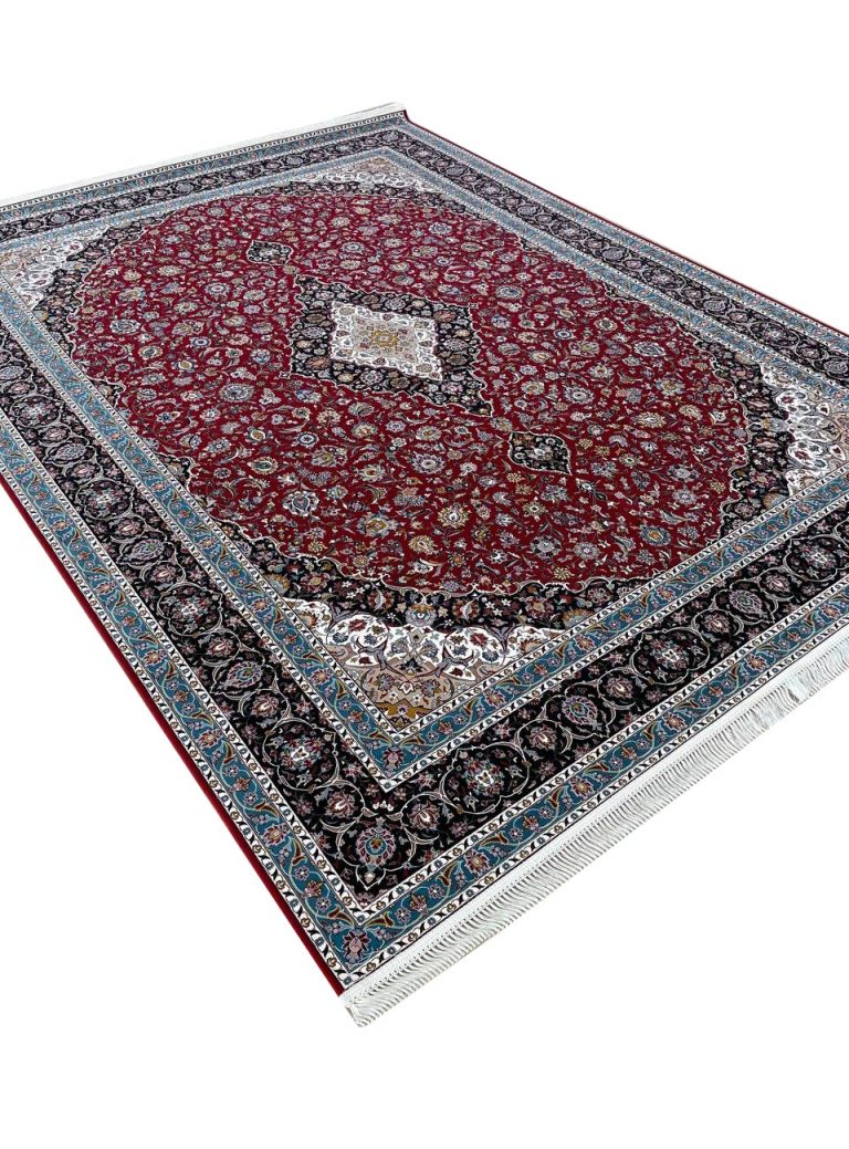 فرش طرح فرش کاشان 1200 شانه غیر برجسته کد 1712 رنگ لاکی
