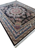فرش فرشته فرانسوی طرح تابان 1200 شانه کد 30096 سرمه ای