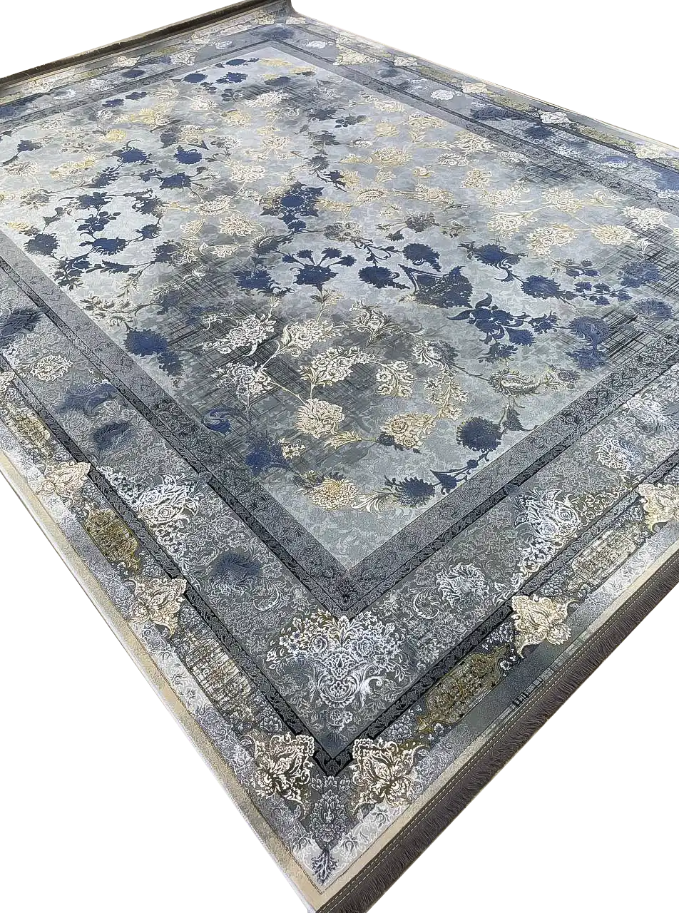 16F2301804sb-Carpet-1200-Reeds-farshkhooneh-Green فرش طلاکوب طرح میلان رنگ فیلی 1200 شانه گل برجسته کد 1804