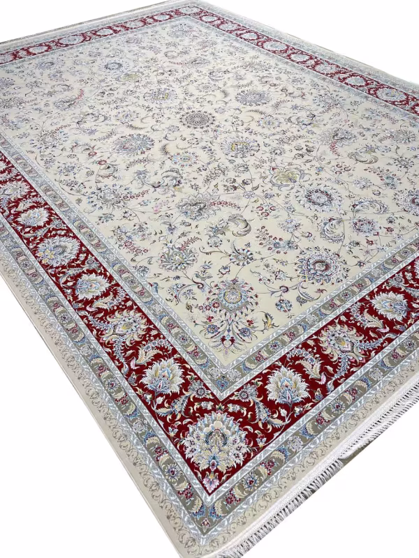 فرش افشان طرح رزالین 1500 شانه تراکم 4500 کد 1609 کرم