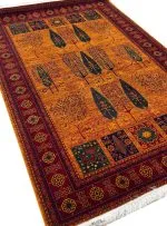 فرش بلوچ طرح درختی 1 زمینه طلایی 700 شانه کد 10051- فرشخونه