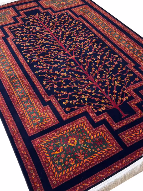 فرش طرح درختی بلوچ سرمه ای 700 شانه تراکم 2100 کد 80054 - فرشخونه