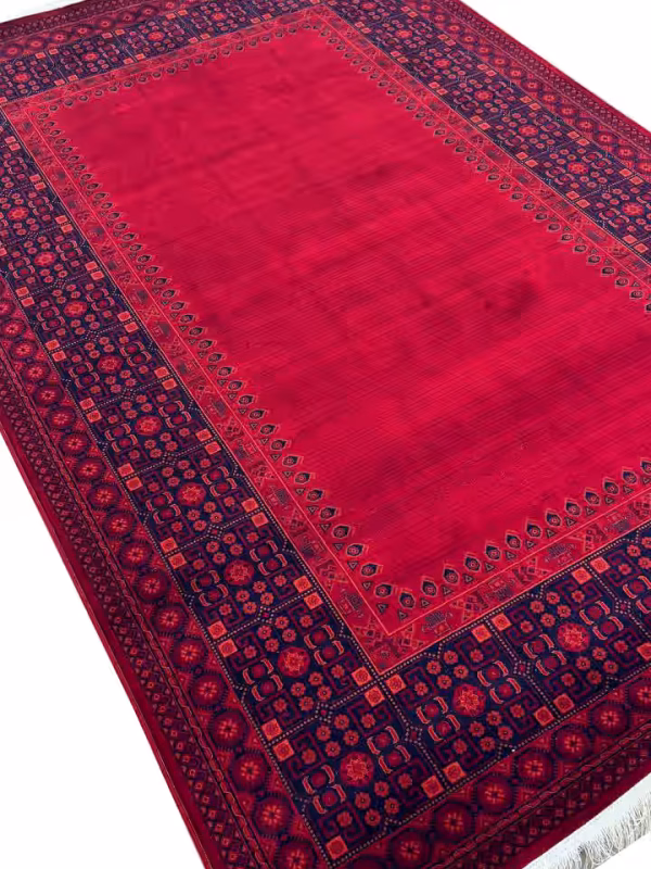 فرش ماشینی طرح گبه بلوچی رنگ لاکی 700 شانه کد 48046