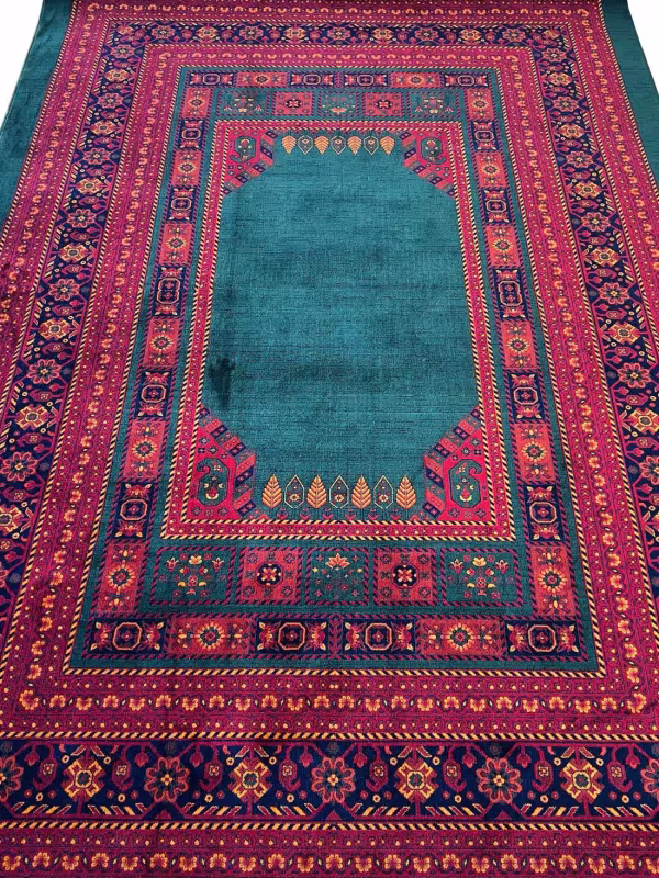 گبه کف ساده طرح ابرش بلوچ رنگ سبز 700 شانه کد 60022