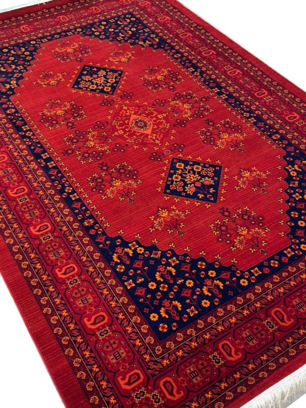 فرش سنتی بلوچ طرح سیما لاکی لچک سرمه ای 700 شانه کد 48010 - فرشخونه