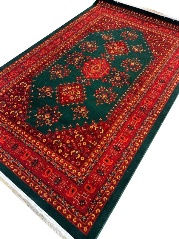 فرش سنتی بلوچ طرح سیما رنگ سبز زمردی 700 شانه کد 67010 - فرشخونه