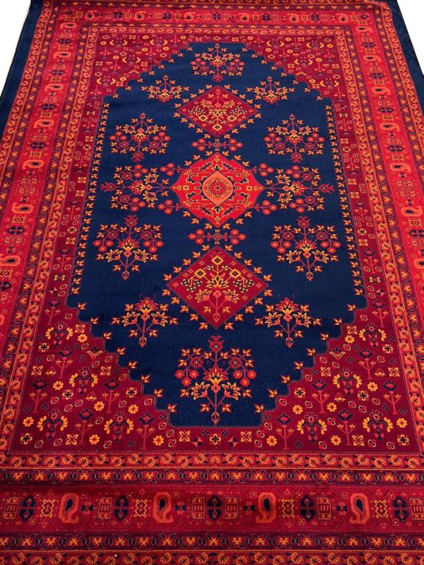 فرش سنتی بلوچ طرح سیما 700 شانه رنگ سرمه ای کد 87010 - فرشخونه
