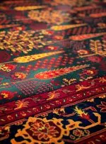 فرش بلوچ طرح طبیعت 3 زمینه سبز 700 شانه کد 72068043 - فرشخونه