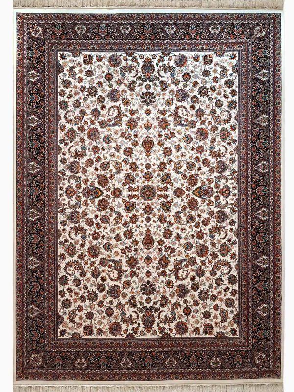 فرش طرح افشان سنتی رنگ کرم 700 شانه تراکم 2550 کد 70132