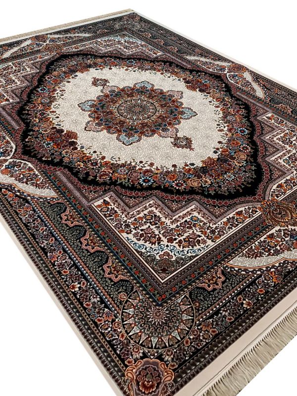 فرش ماشینی 700 شانه طرح بهشت رنگ کرم کد 17F70135