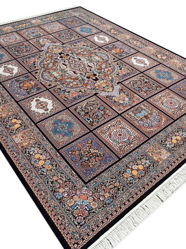 فرش خشتی طرح کژال سرمه ای700 شانه تراکم 2550 کد 70146