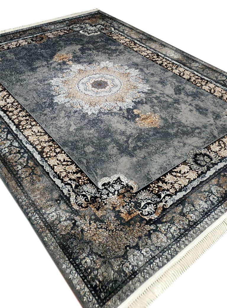 فرش وینتیج طلاکوب دودی 700 شانه تراکم 2550 کد 20502