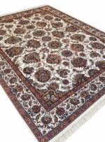 فرش باغ بهشت کرم کاشان 700 شانه تراکم 2550 کد 70090