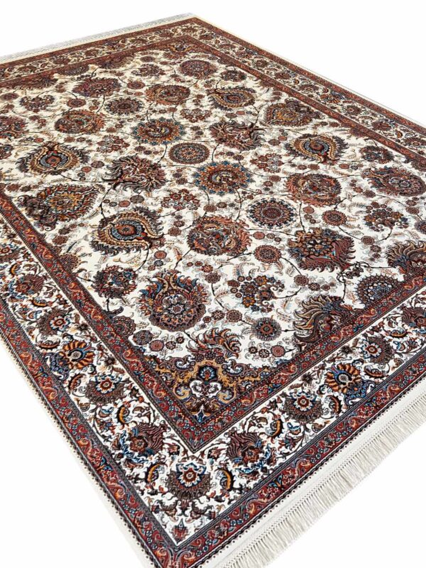فرش باغ بهشت کرم کاشان 700 شانه تراکم 2550 کد 70090