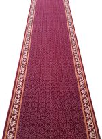 فرش تشریفات طرح کف گلدار رنگ لاکی 700 شانه 2550 کد 2010