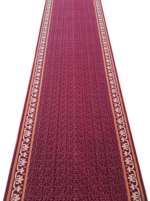 فرش تشریفات طرح کف گلدار رنگ لاکی 700 شانه 2550 کد 2010