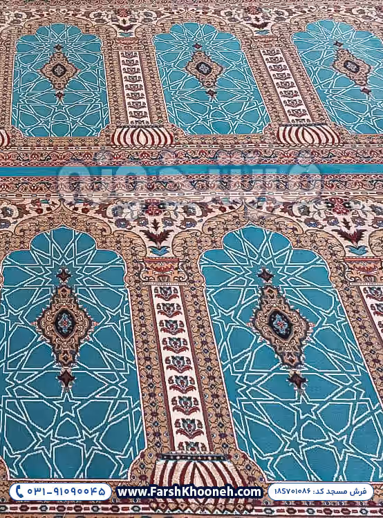 فرش سجاده ای طرح محرابی رنگ آبی کد 1086
