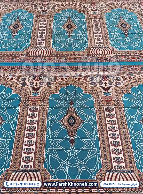 فرش سجاده ای طرح محرابی رنگ آبی کد 1086