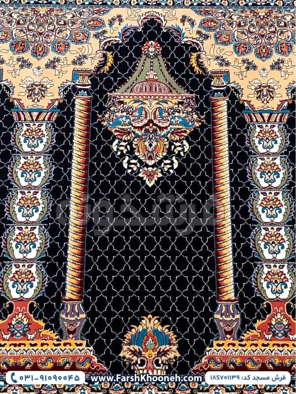 فرش سجاده ای طرح لوستری رنگ سرمه ای 700 شانه کد 1139