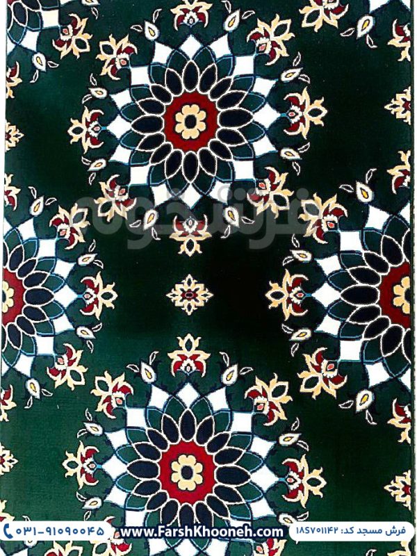 فرش تشریفات سجاده ای طرح خورشید رنگ سبز کد 701142