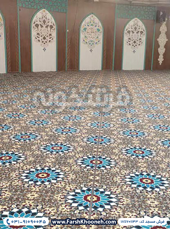 فرش تشریفات سجاده ای طرح خورشید رنگ گردویی کد 701143